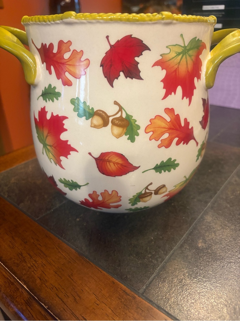 Large Temp-tations Crock with handles.  Harvest Pattern